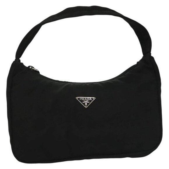 PRADA Hand Bag Nylon Black Silver Auth - Picture 1 of 16